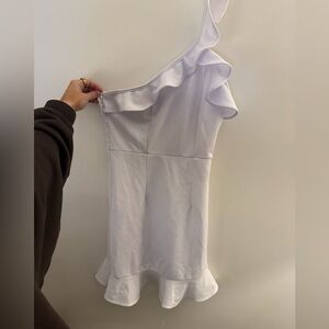 White One-Shoulder Ruffle Dress